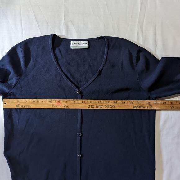 Alfred Dunner pull over knit cardigan sweater Navy women's petite - Picture 3 of 4